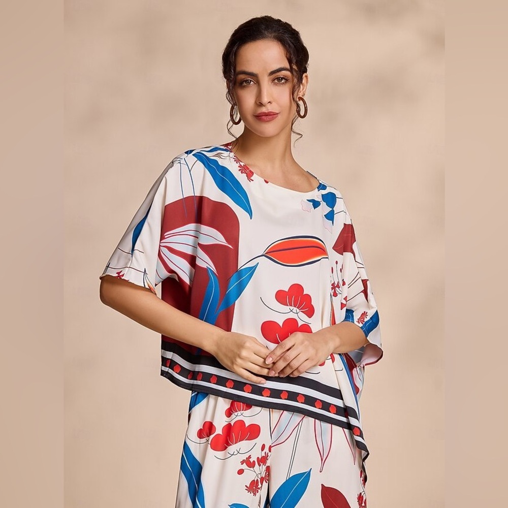 Ador Satin Bateau Bias Hem Wide Sleeve Blouse - Size Large - NWT - Picture 6 of 8
